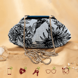 Jacquard Grey Black Batua - ArtFlyck