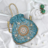 Maira Zardozi Blue Potli - ArtFlyck