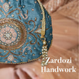 Maira Zardozi Blue Potli - ArtFlyck