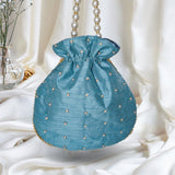 Maira Zardozi Blue Potli - ArtFlyck