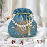 Maira Zardozi Blue Potli - ArtFlyck