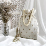 Myra Off White Potli - ArtFlyck