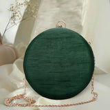 Round Zari Pearl Clutch | Green - ArtFlyck