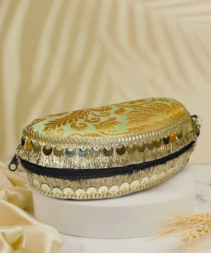Banarasi Silk Sunglasses Case | pistachio