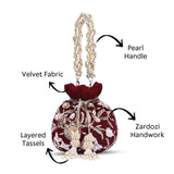 Adah Crimson Potli | Made to Order - ArtFlyck