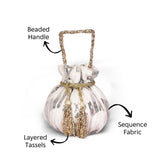 Bella Sequence Wedding Potli | White - ArtFlyck