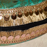 Brocade Silk Mirror Sunglasses Case | Aqua Green - ArtFlyck