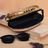 Brocade Silk Mirror Sunglasses Case | Golden - ArtFlyck