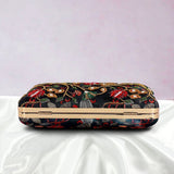 Embroidered Bridal Clutch | Black Green - ArtFlyck