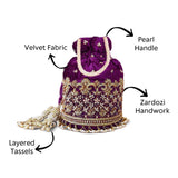 Gulab Purple Potli | Made to Order - ArtFlyck