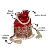 Gulab Red Potli | Made to Order - ArtFlyck