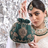Maira Zardozi Green Potli - ArtFlyck