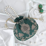 Maira Zardozi Green Potli - ArtFlyck
