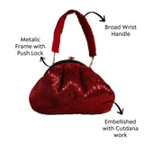 Maroon Cutdana Batua Bag - ArtFlyck