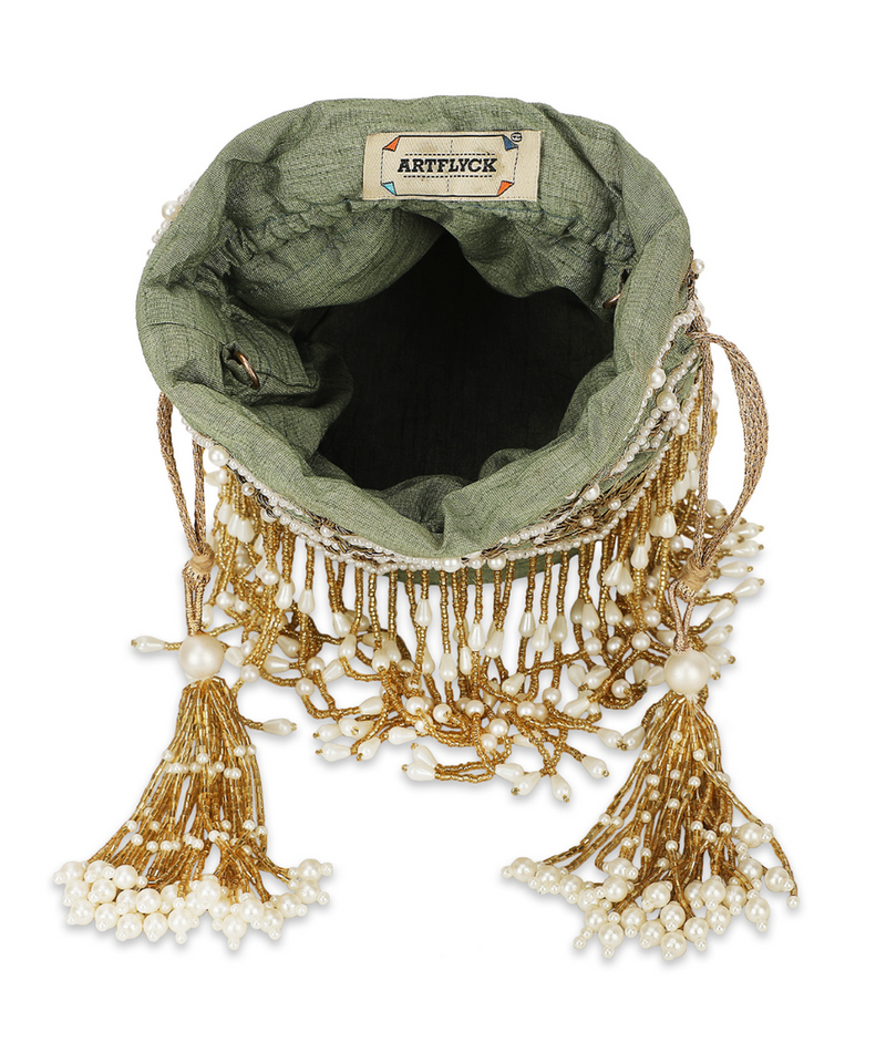 Chand Sage Green Potli | Made to Order