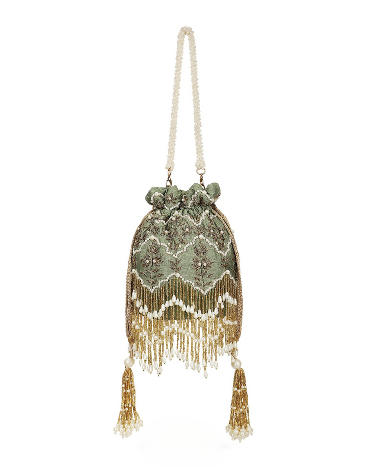 Chand Sage Green Potli | Made to Order