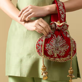 Raas Zardozi Red Potli