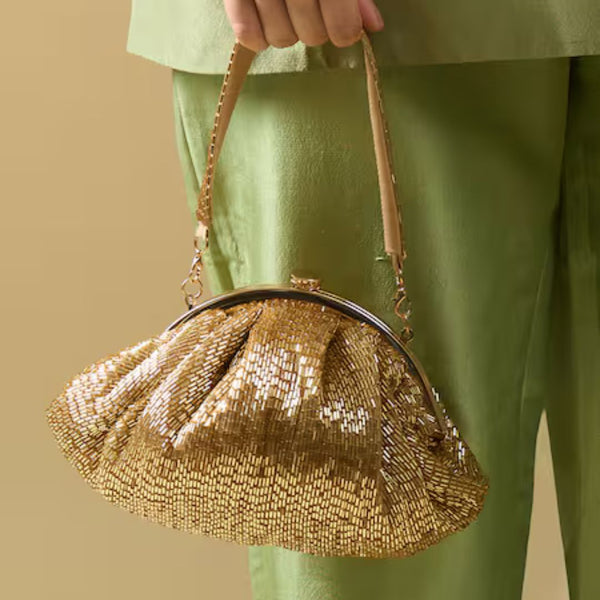Golden Cutdana Batua Bag
