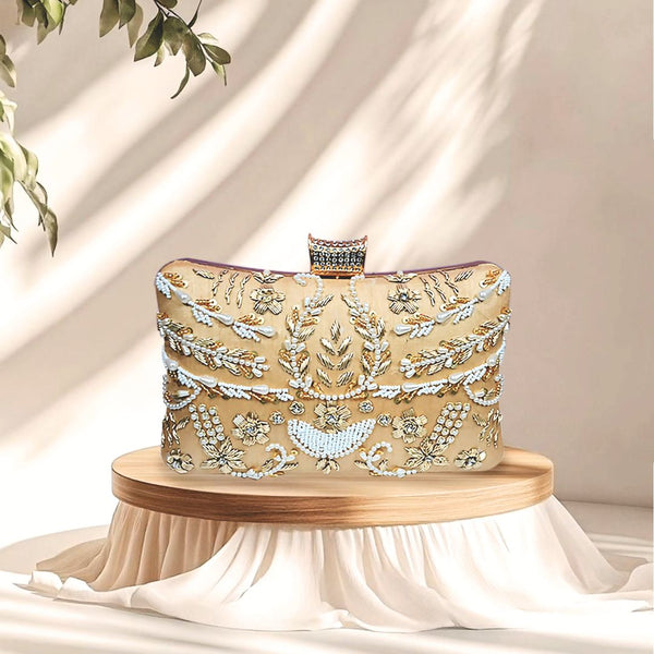 Pillow Zari Clutch | Golden