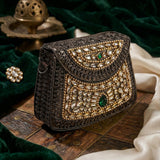 Sitara Emerald Oxidized Mini Clutch