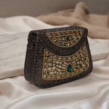 Sitara Emerald Oxidized Mini Clutch