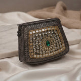 Sitara Emerald Oxidized Mini Clutch