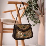 Sitara Emerald Oxidized Mini Clutch