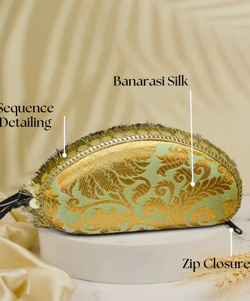 Banarasi  Silk Sunglasses Case | pistachio
