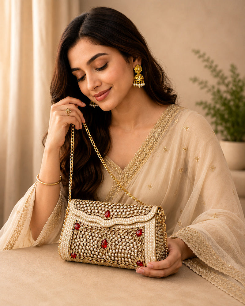 Sitara Gold-Ruby Clutch