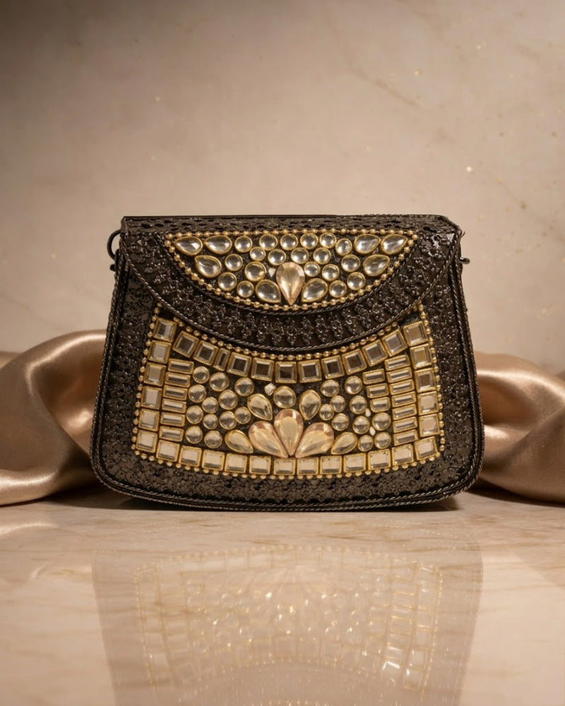 Sitara Peach Oxidized Mini Clutch