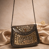 Sitara Peach Oxidized Mini Clutch