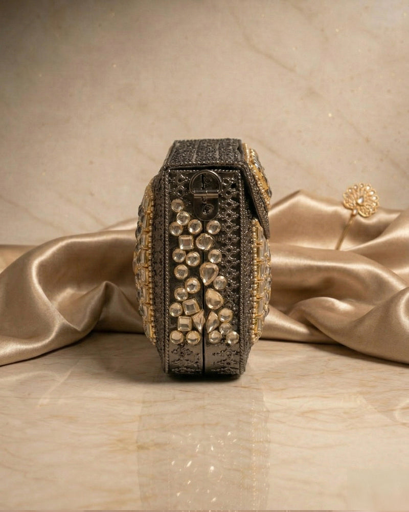 Sitara Peach Oxidized Mini Clutch