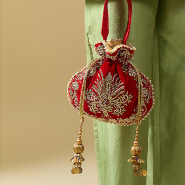 Raas Zardozi Red Potli