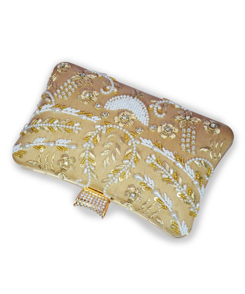 Pillow Zari Clutch | Golden