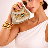 Sitara Silver Emerald Clutch