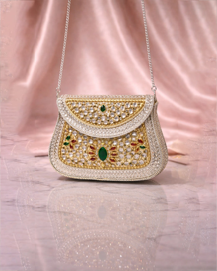 Sitara Silver Emerald Clutch