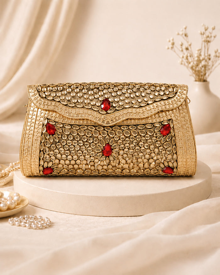 Sitara Gold-Ruby Clutch