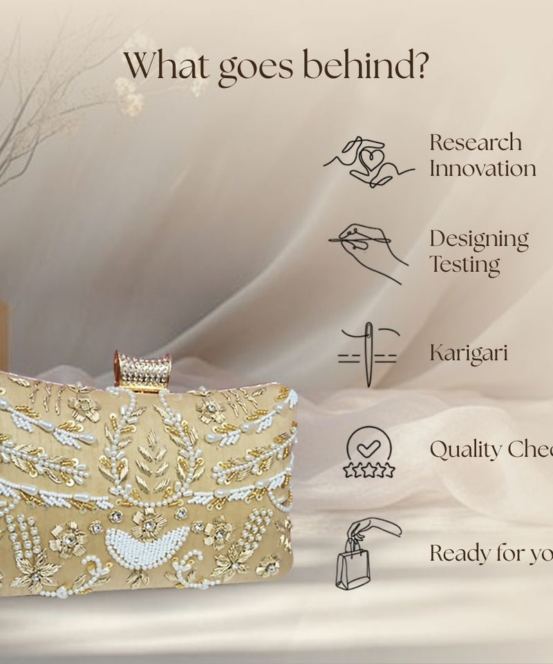 Pillow Zari Clutch | Golden