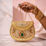 Sitara Gold Round Mini Clutch