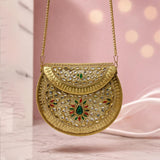 Sitara Gold Round Mini Clutch