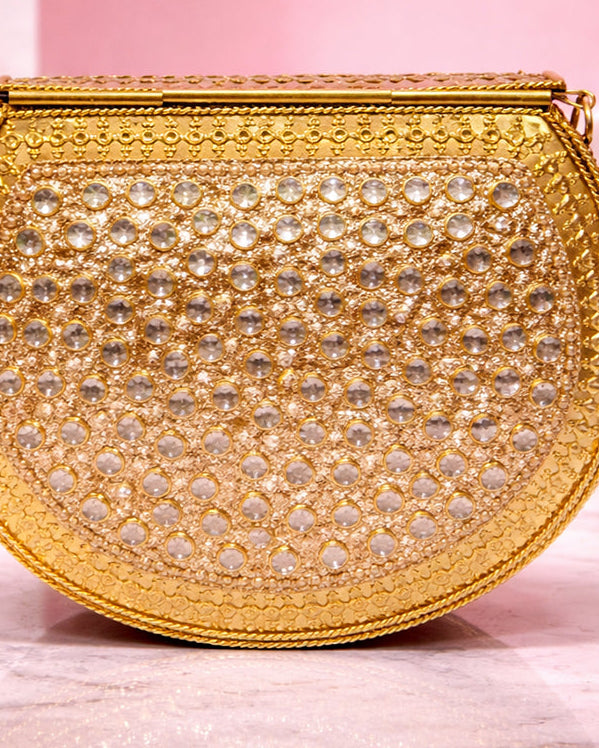 Sitara Gold Round Mini Clutch
