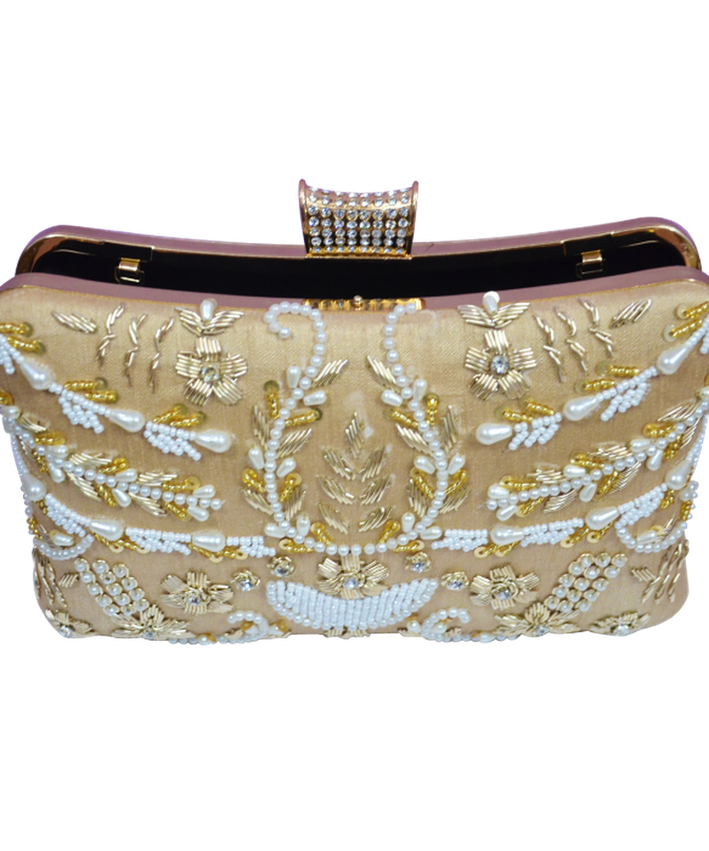 Pillow Zari Clutch | Golden