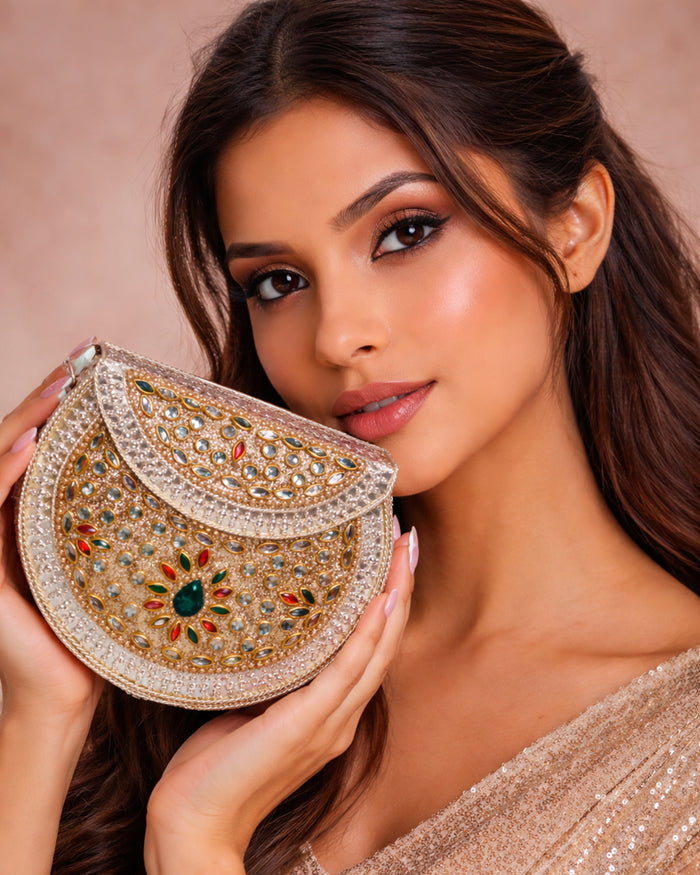 Sitara Silver Round Clutch