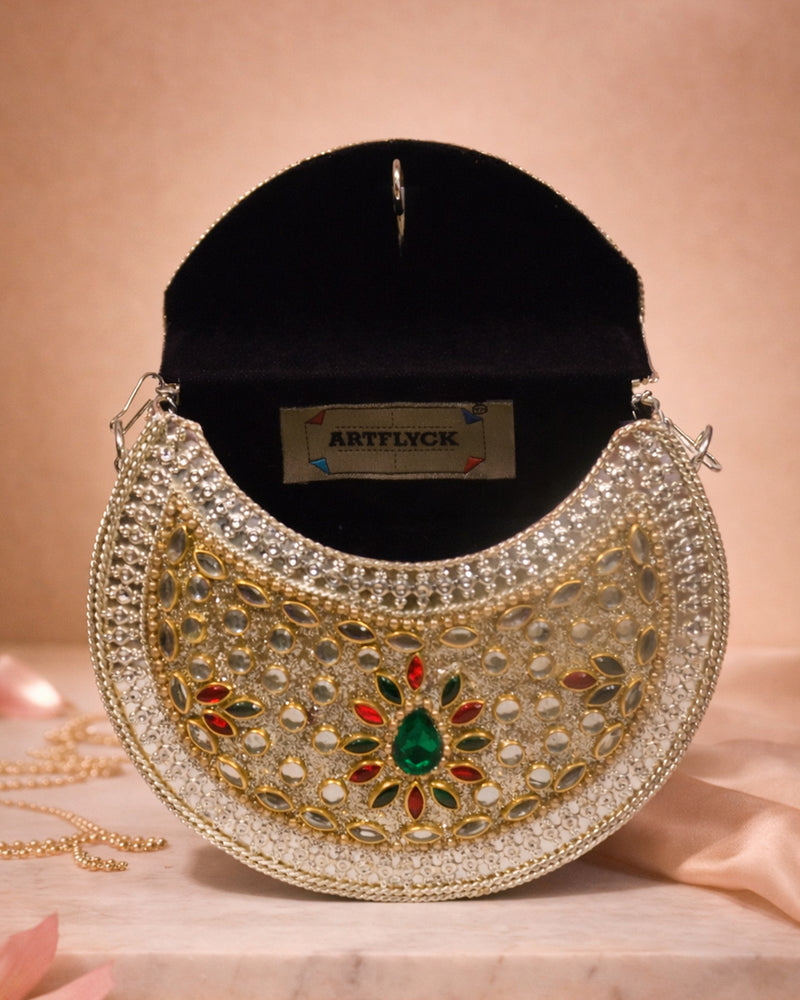 Sitara Silver Round Clutch