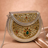Sitara Silver Round Clutch