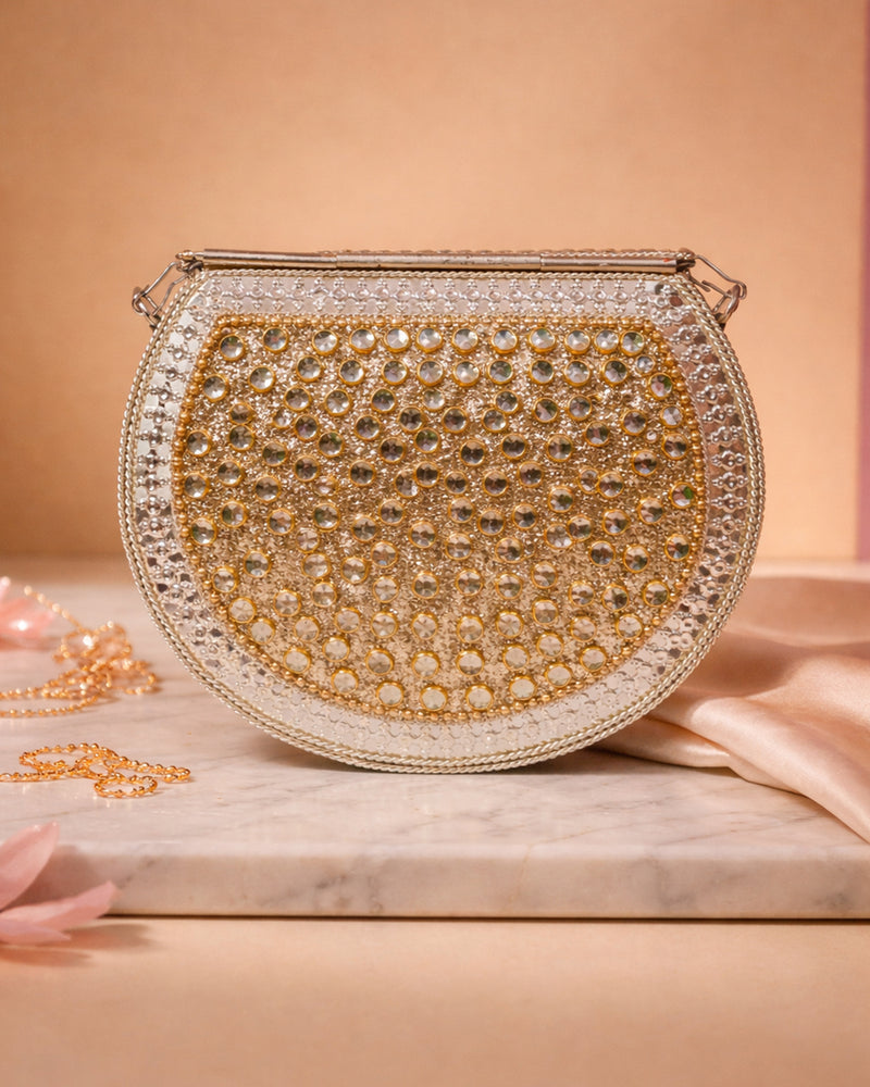 Sitara Silver Round Clutch