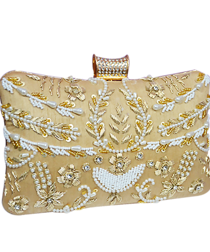 Pillow Zari Clutch | Golden