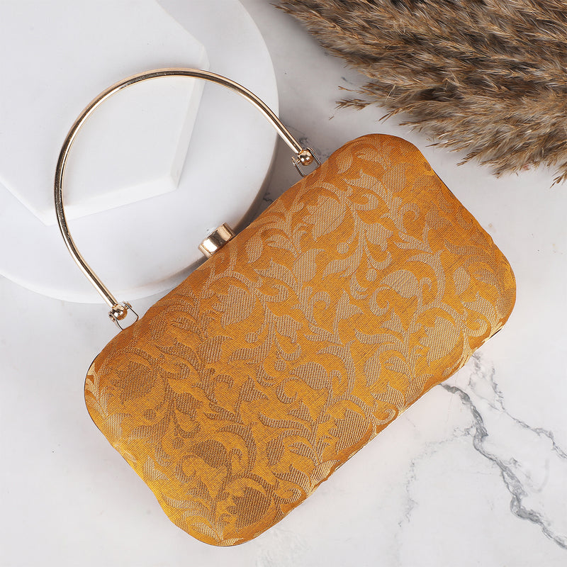 Naaz Banarasi Clutch | Yellow Gold