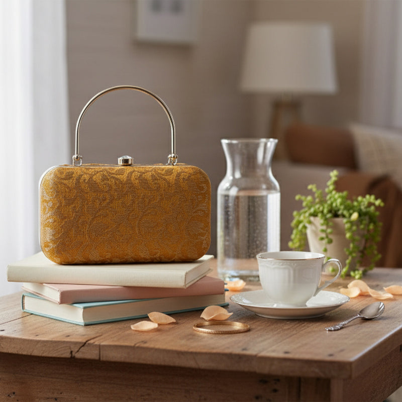 Naaz Banarasi Clutch | Yellow Gold
