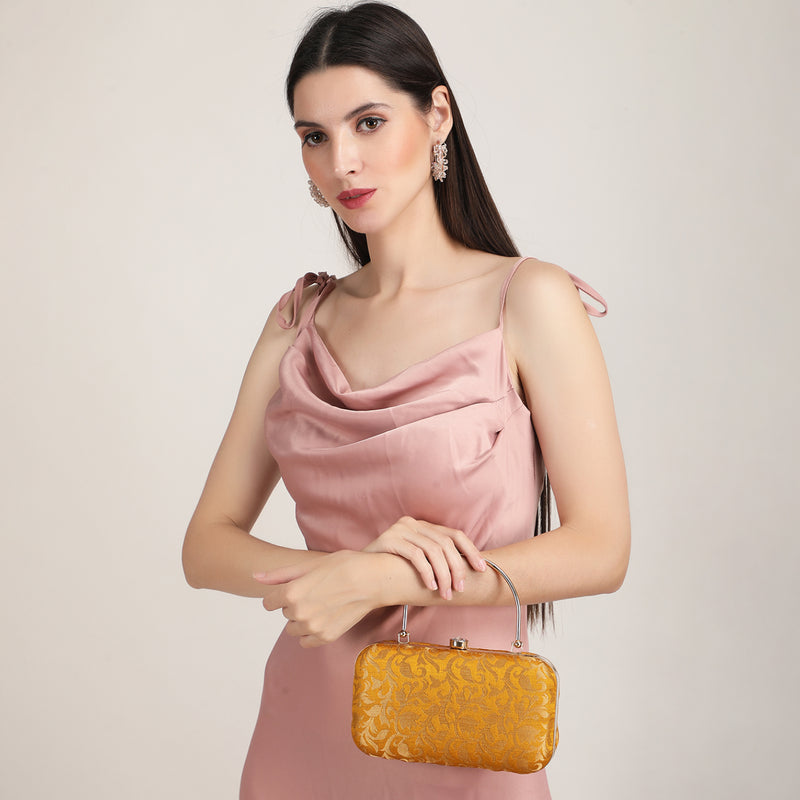 Naaz Banarasi Clutch | Yellow Gold
